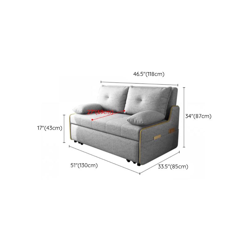 Storage Futon in Gray Modern Fabric Futon And Mattress with Pillows