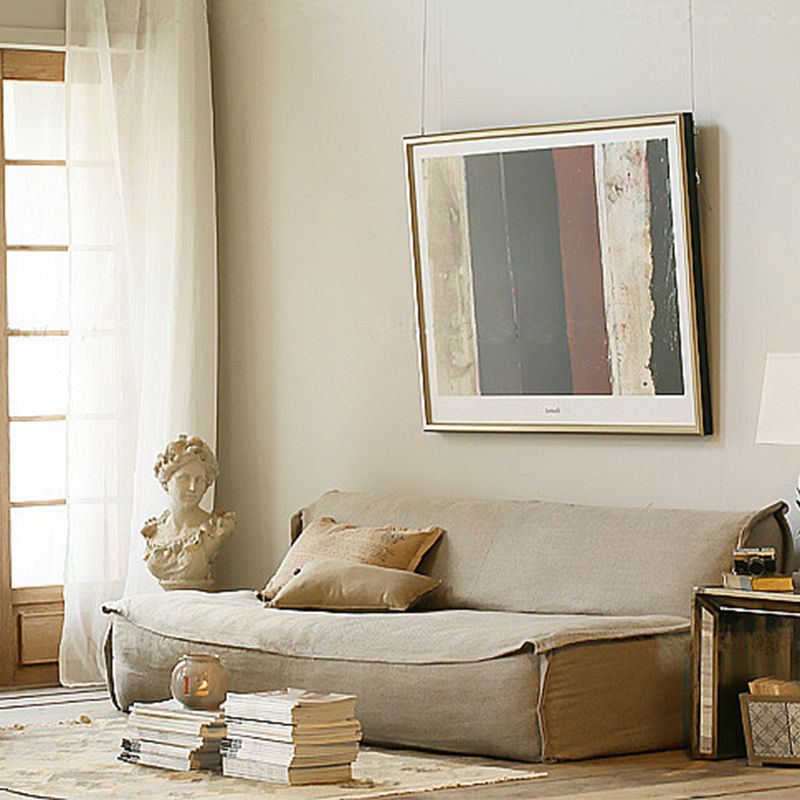 Linen Armless Sofa Tight Back 33"W Modern Sofa for Living Room