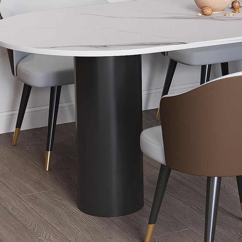 Stone Top Dining Table Modern Dining Table with 3 Legs in Black