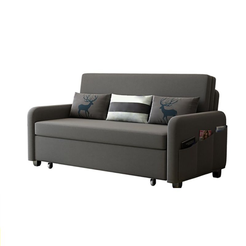 Contemporary Linen Square Arm Sofa Bed Washable Standard Sofa for Living Room