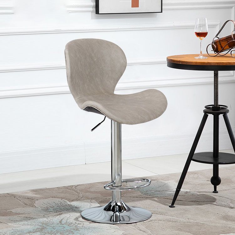 Scandinavian Metal Barstool Faux Leather Low Back Footrest Furniture