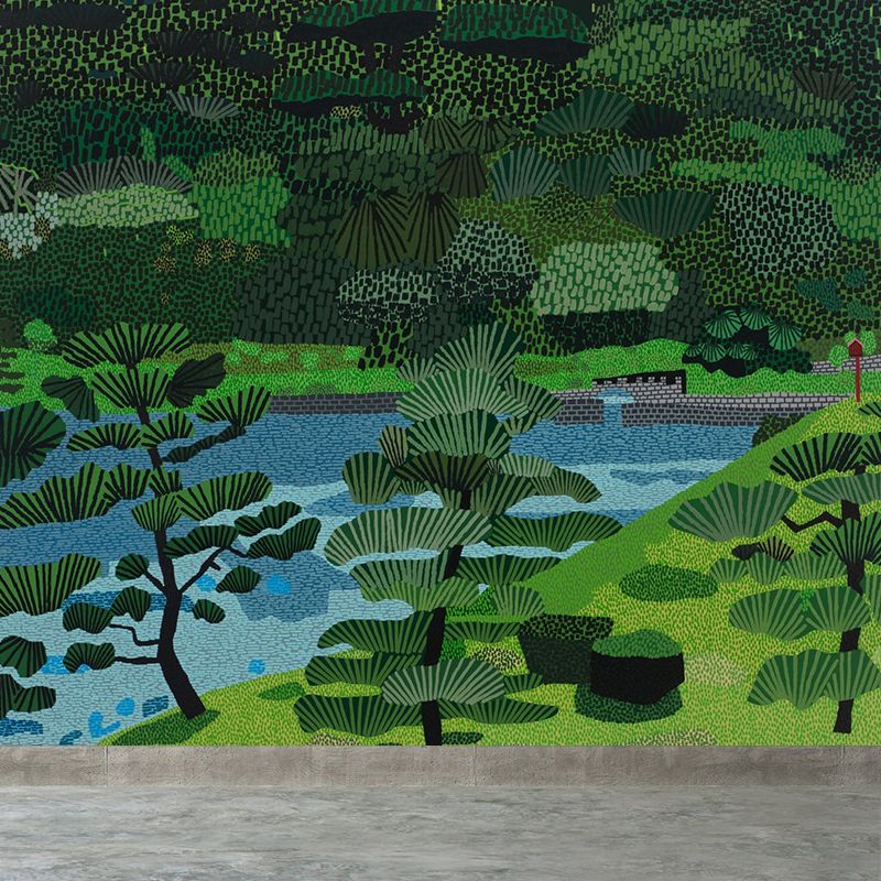 Green Forest Landscape Wall Mural Moisture Resistant Modern Living Room Wall Covering