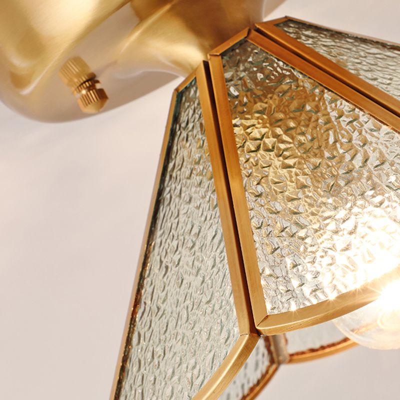 Colonial Tapered Flush Light Glass 1 Light Flush Mount Ceiling Fixture in Gold