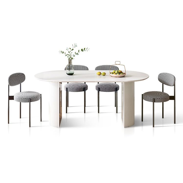 Sintered Stone White Esstisch Einfachheitstisch mit doppelter Sockel für Esszimmer