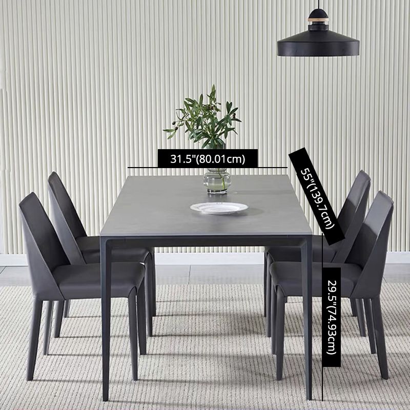 Standard Sintered Stone Top Dining Set with Black Metallic Legs Base for Dining Furniture