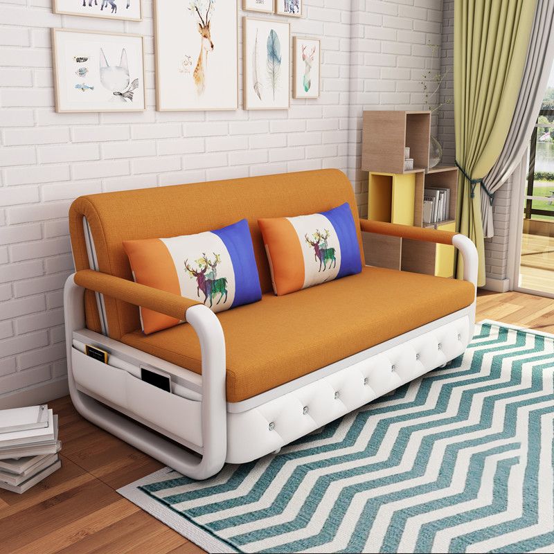 33.46" Wide Linen Sofa Bed Square Arm Sleeper Sofa Convertible Sofa