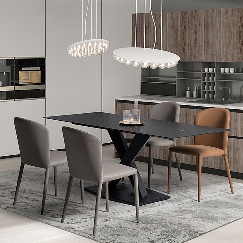 Faux Leather Kitchen Dining Armless Chair Upholstered Dining Chair