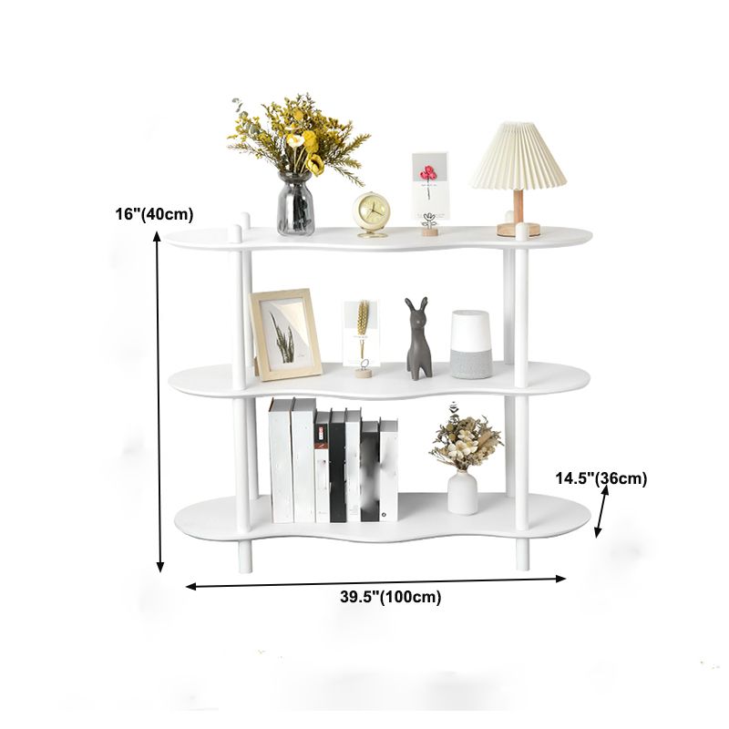 Geometry White Bookshelf Modern Artificial Wood Bookcase with 3 / 4 Shelves