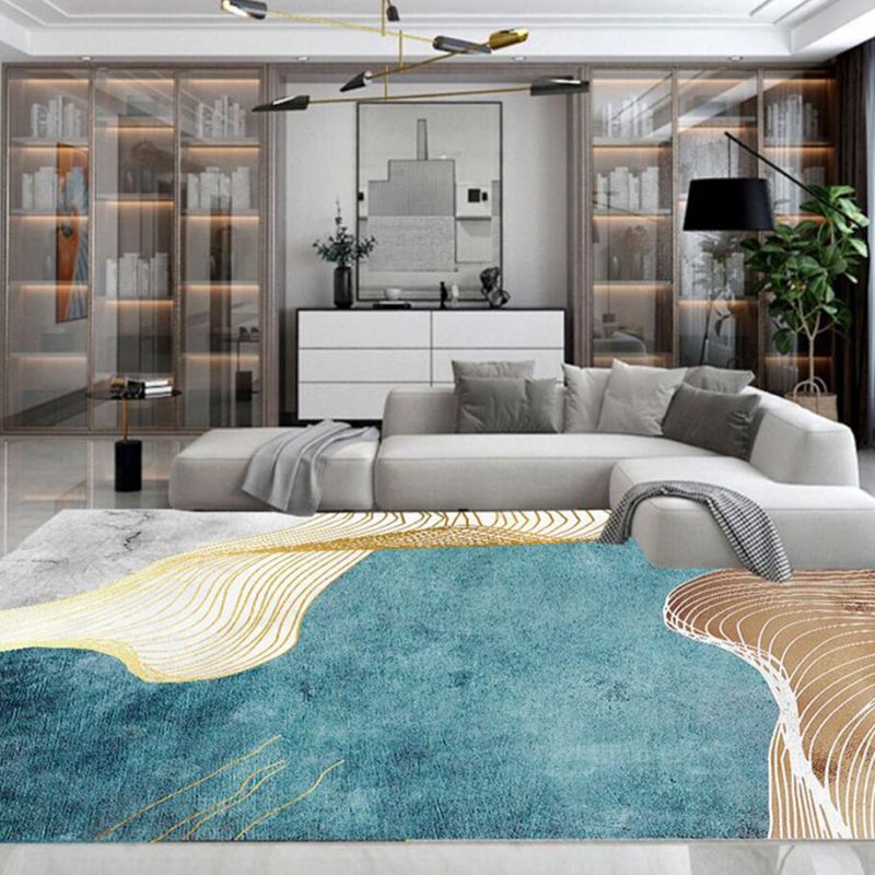 Dark Gray Striped Carpet Polyester Modern Carpet Washable Carpet for Home Decor