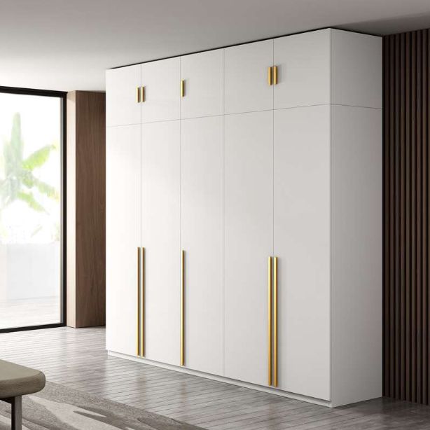 White Colour Wooden Wardrobe Soft Close Door Wardrobe Closet with Garment Rod