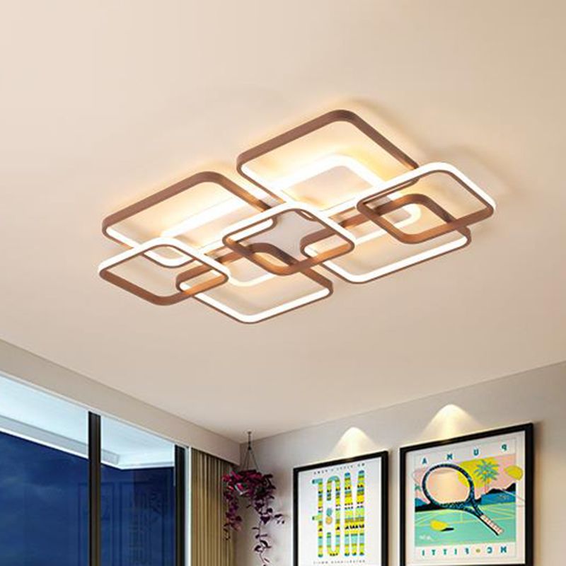 Traverse Flush Light Minimalist Acrylique 4/7 Heads 23,5 "/35.5" Wide Brown Close to Ceiling Lamp in Warm / White Light