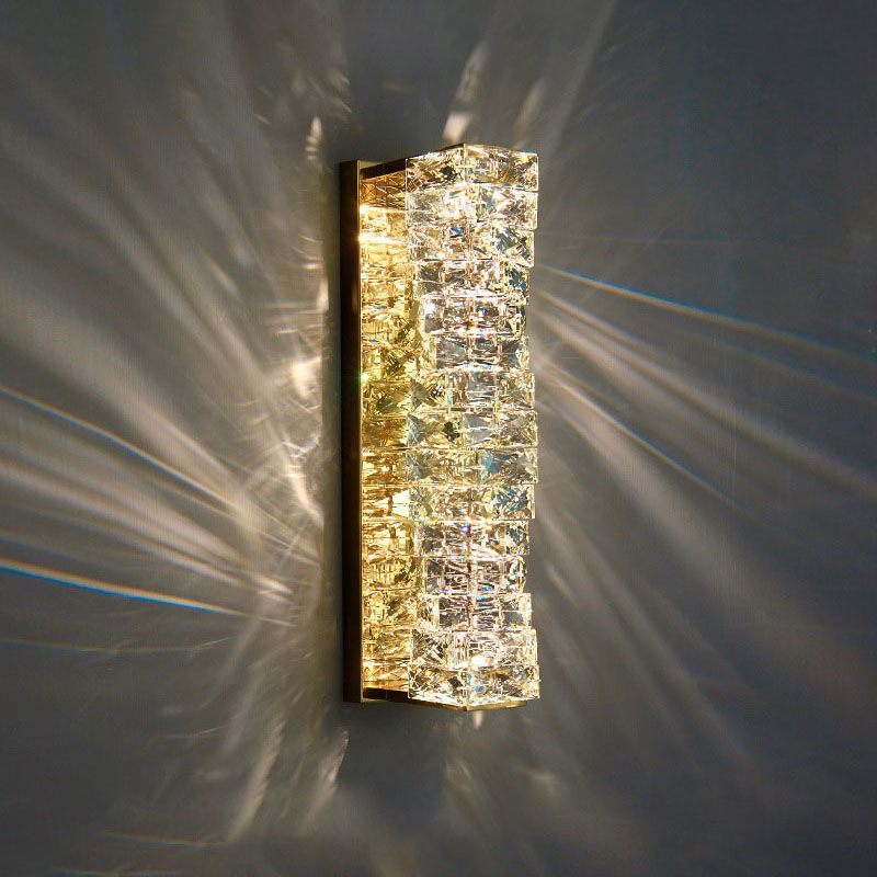 Modern Luxury LED Wall Sconce Crystal Rectangular Wall Lamp for Bedroom
