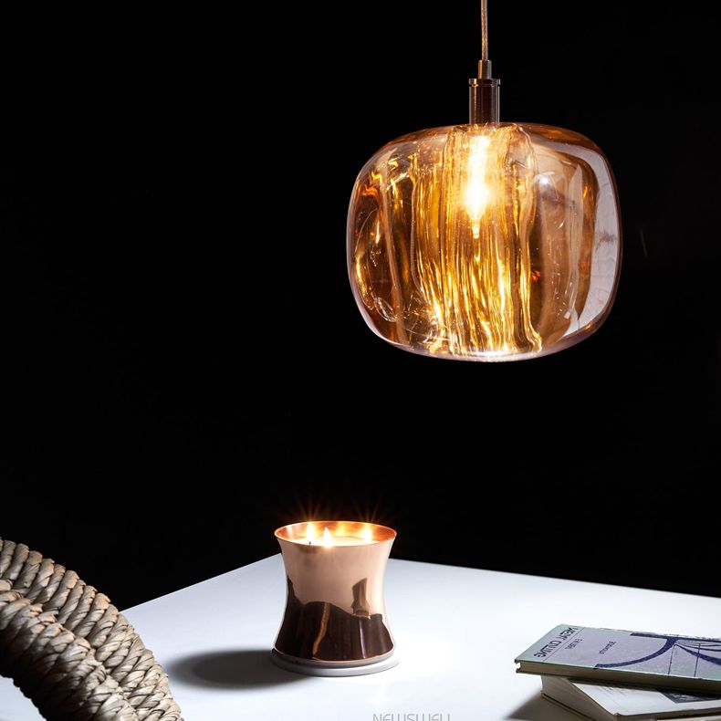 Post moderne stijl glas eenvoud hangende metalen basis enkele lamp hanglampje voor trap gang