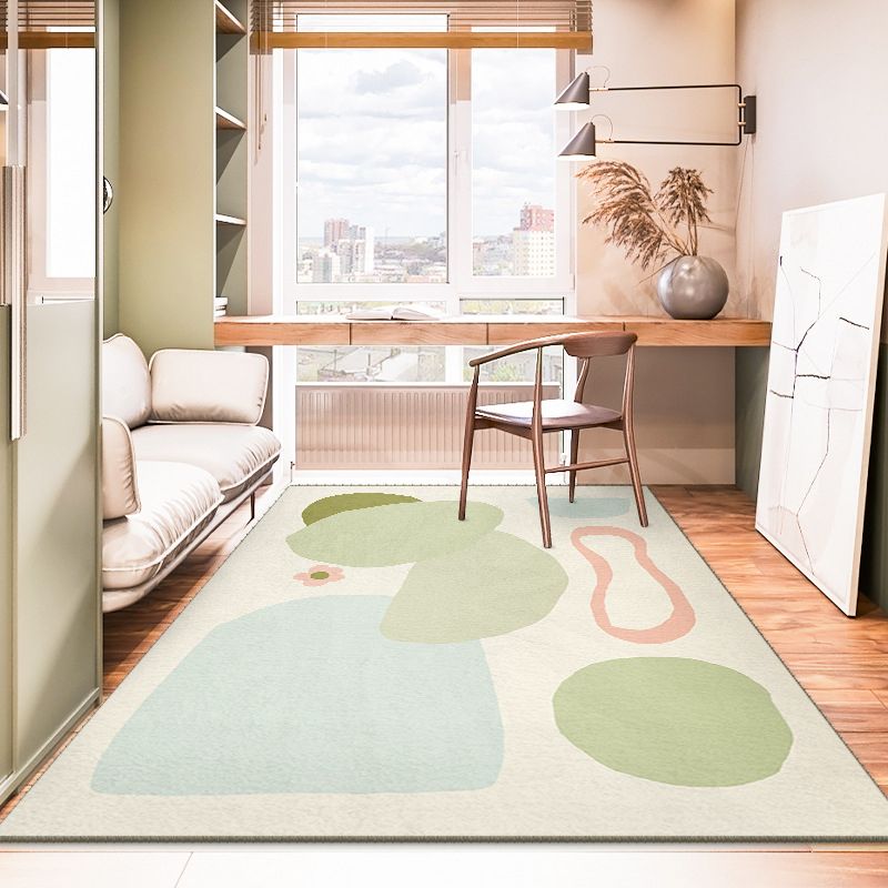 Light Pink Contrast Color Rug Polyester Modern Rug Non-Slip Backing Rug for Living Room