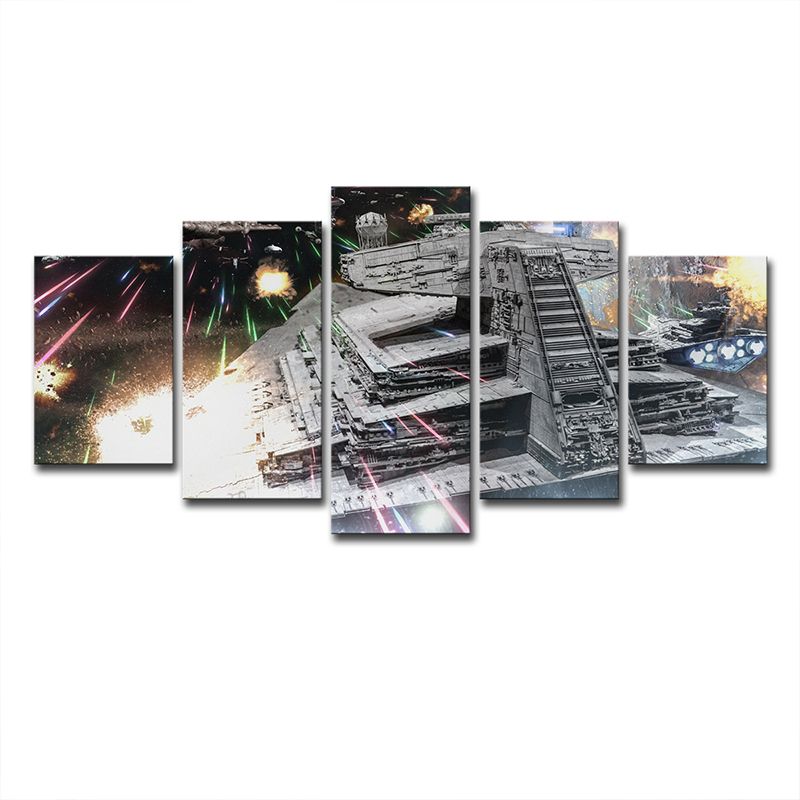 Silver Star War Destroyer Canvas Multi-Piece Kids Style Boys Bedroom Wall Art
