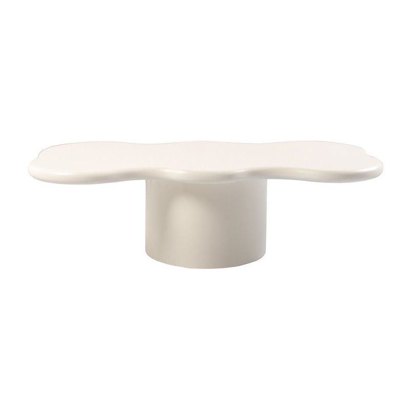 Scandinavian Free Form Coffee Table with Wooden Base in White