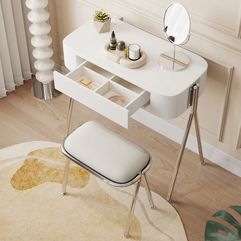 Mirrored Engineered Wood Makeup Dressing Table with Padded Stool