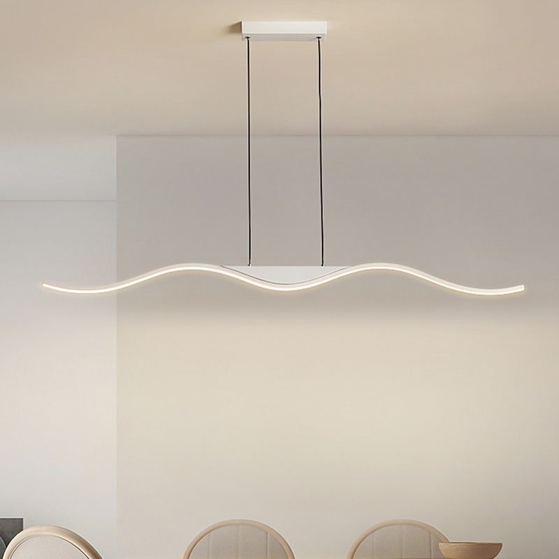 Unique Shape Hanging Lamp Modern Island Chandelier Lights in White Finish for Dining Room