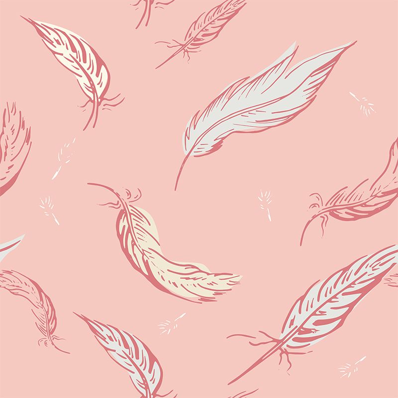 Nature Bird Feathers Mural Wallpaper Contemporary Non-Woven Wall Covering in Soft Color