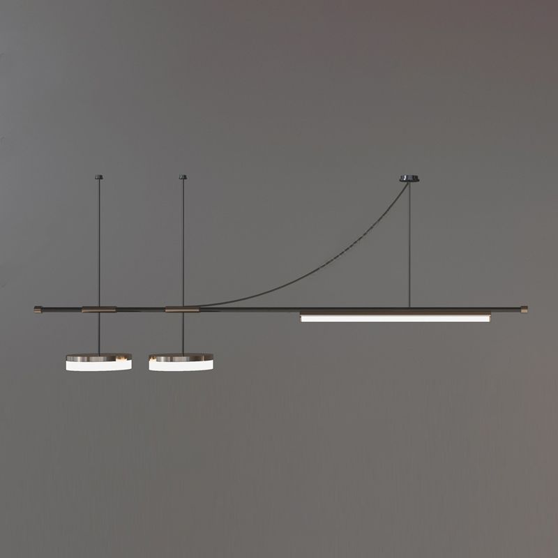Post Modern Kitchen Island Fixture LED Metal Ceiling Pendant in Black & Gold Finish