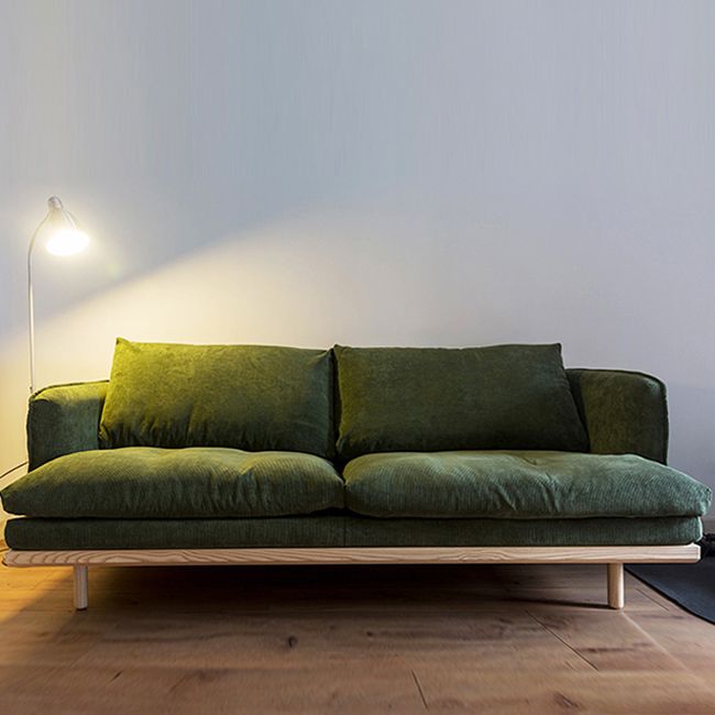 Modern Style Polyester Sofa Recessed Arm Tight Back Settee for Living Room