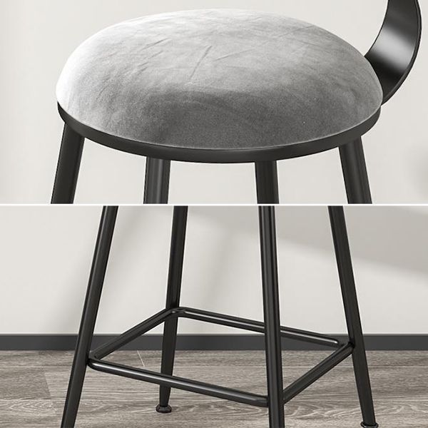 Scandinavian Low Back Footrest Barstool Matte Finish Velvet Counter Stool