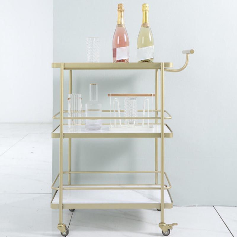 35.43"H Rolling Contemporary Prep Table Metal Prep Table with Open Storage