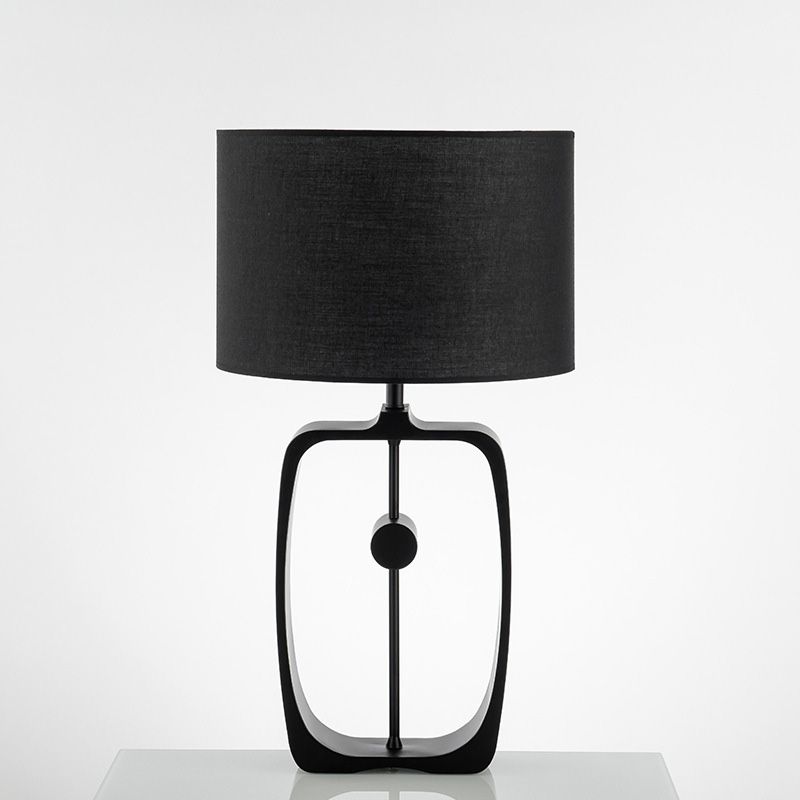 Rund geformte Stofftischbeleuchtung minimalistischer 1 Kopfschwarzer Nachttischlampe mit offener Basis