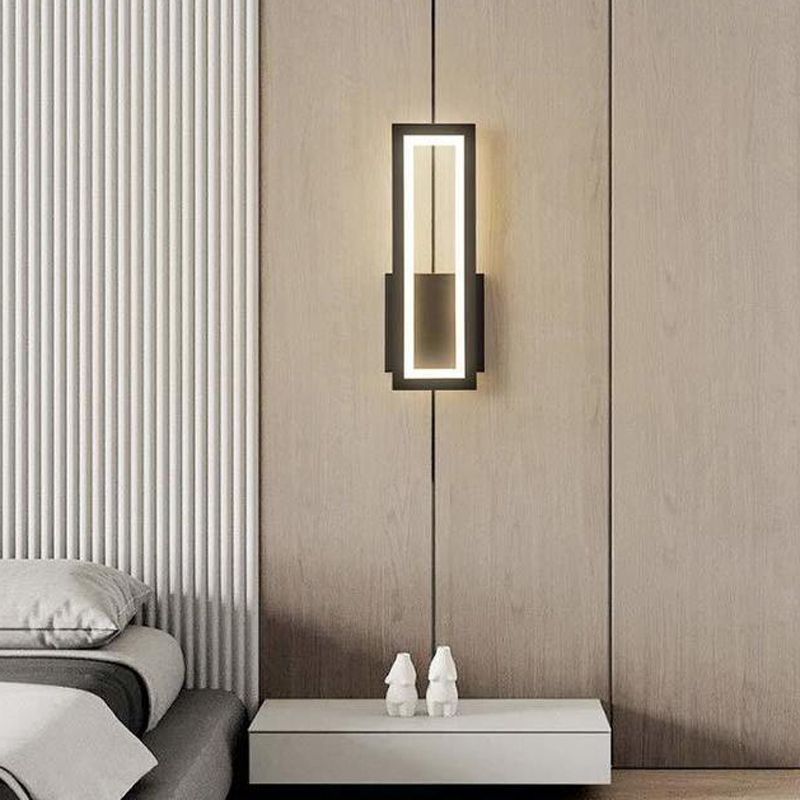 Rectangular Shape Wall Lamp Modern Style Metal 1 Lights Wall Light in White/Black
