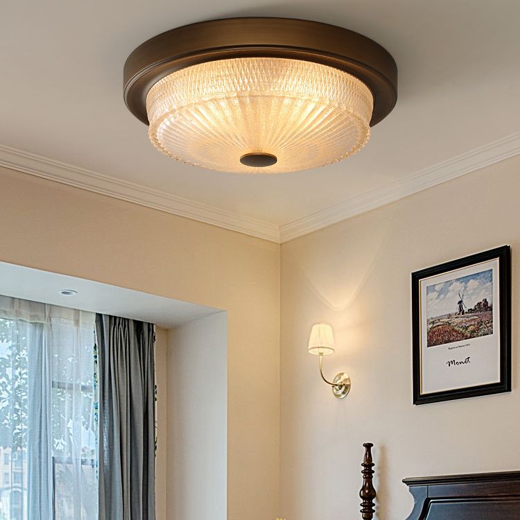 American Ceiling Light Bronze Glas Lampenschirm 1 Light Flush Mount Light für Indoor Room