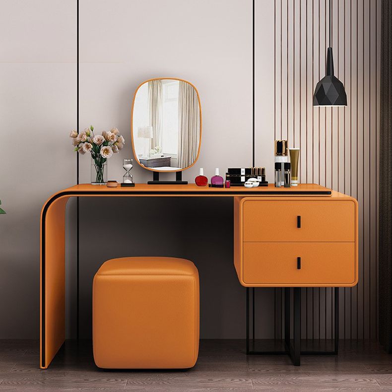 Glam Style 2-Drawer Solid Color Dressing Table Mirror Make-up Vanity