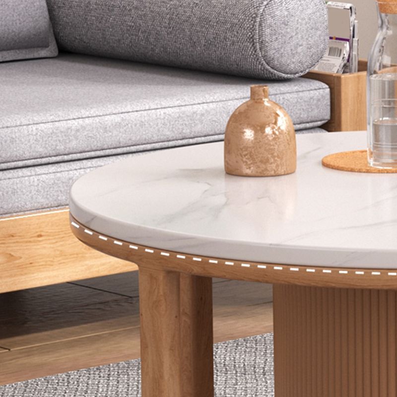 Round Coffee Table Frame Nesting Coffee Table Set with Storage Shelf