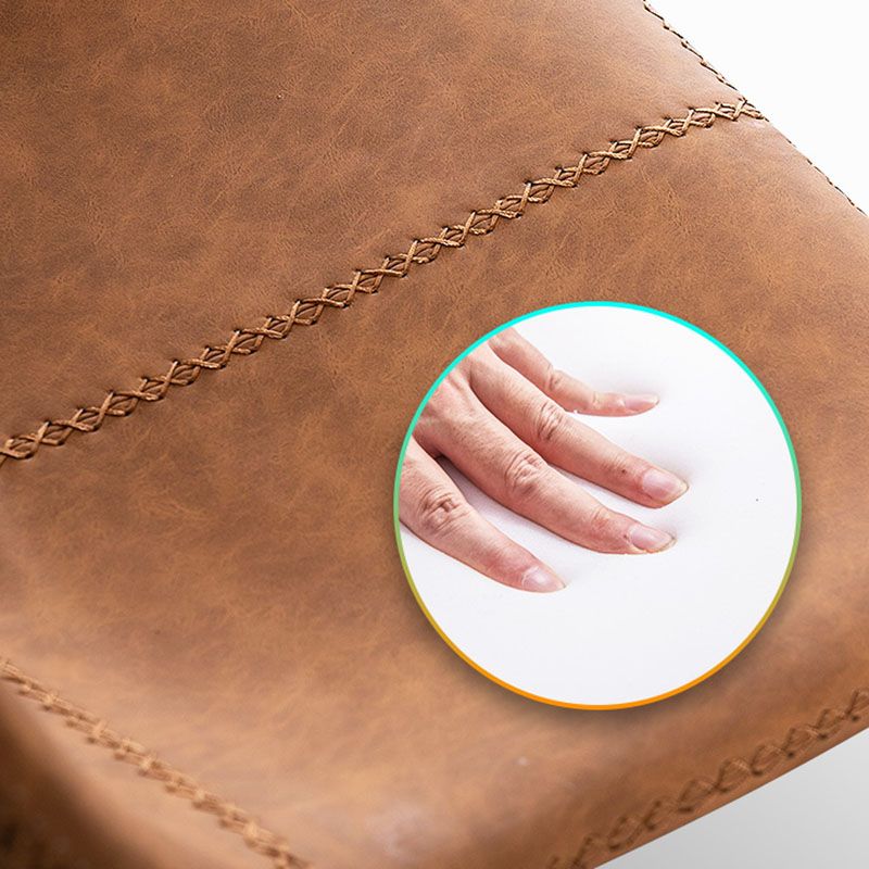 Contemporary Adjustable Height Home Stool Matte Finish Leather Barstool