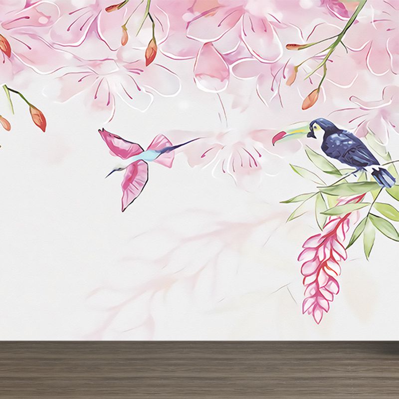Standing Field Flamingos Mural Wallpaper Modern Non-Woven Material Wall Covering