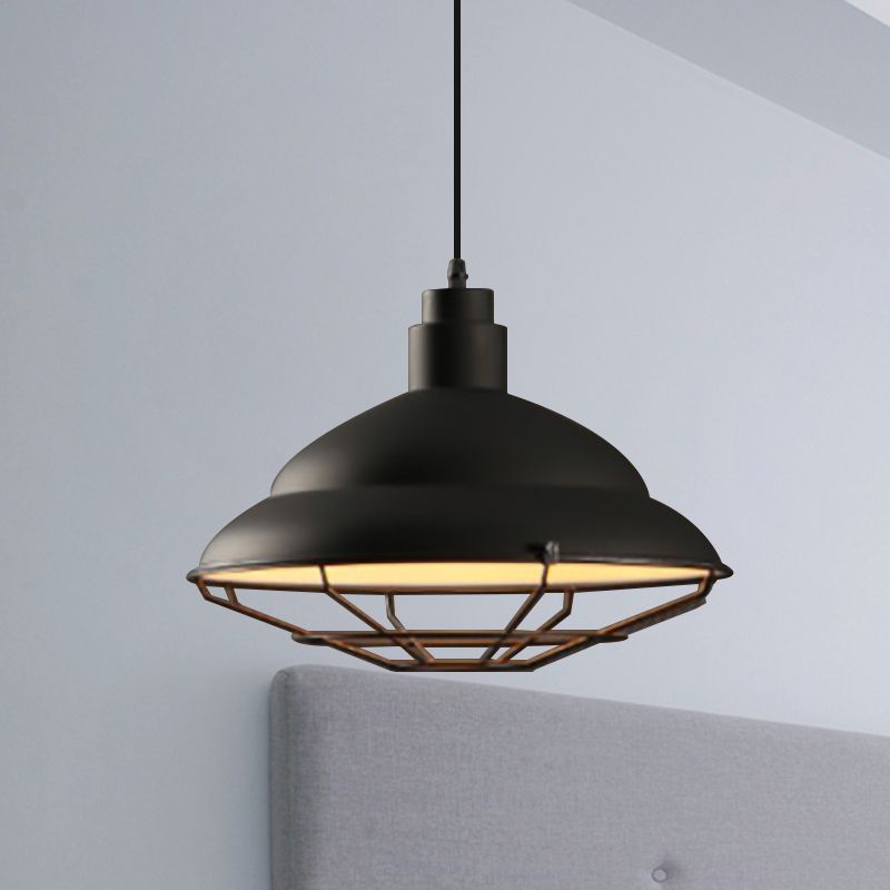 Retro Style Double Bubble Pendant Lamp 1 Light Metallic Hanging Ceiling Light in Black/White for Coffee Shop