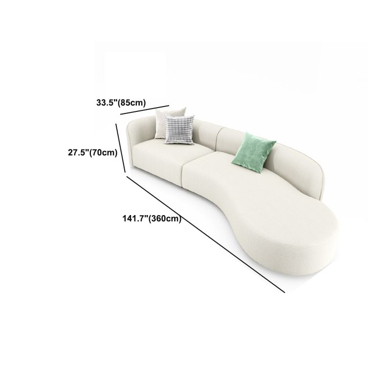 Nordic Stationary Living Room Tuxedo Arm White Curved Sofa Chaise