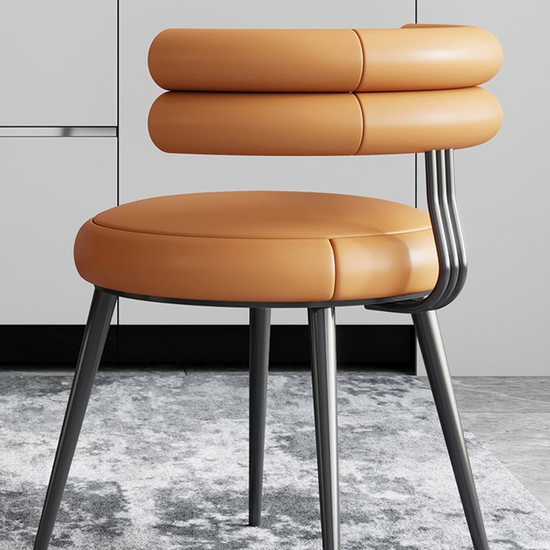 Silla de comedor de cuero con respaldo abierto, silla lateral para sala de conferencias, estilo diseñador