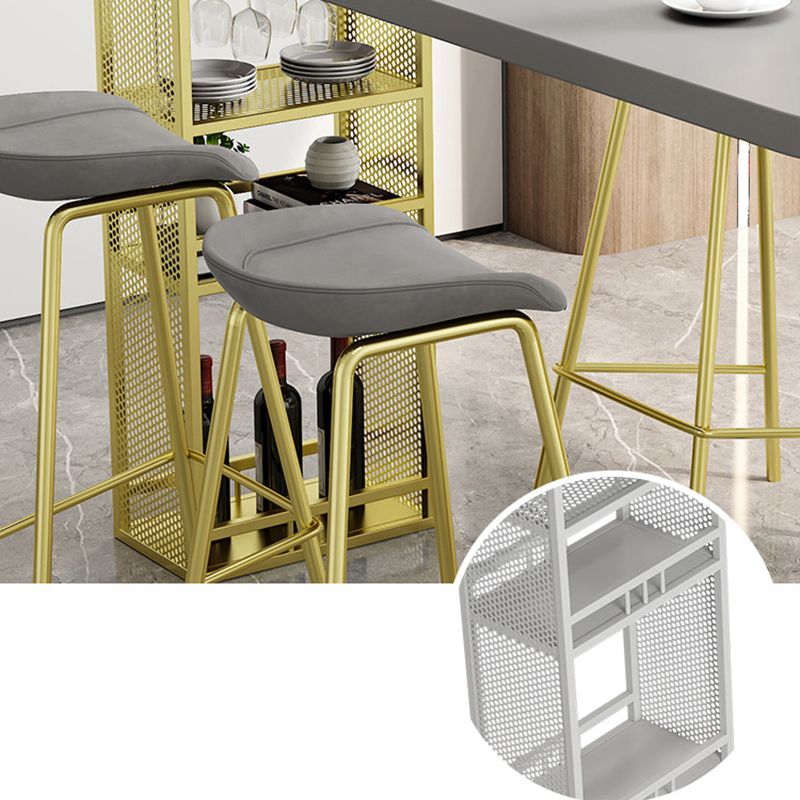 Glam Style Bar Table Gray Top Pub Table with Cabinet for Dining Room