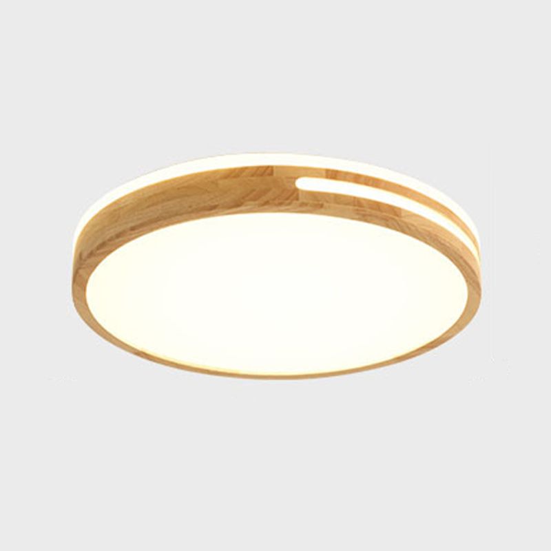 Modern Style Round Shape Flush Mount Wood 1-Light Ceiling Light for Bedroom