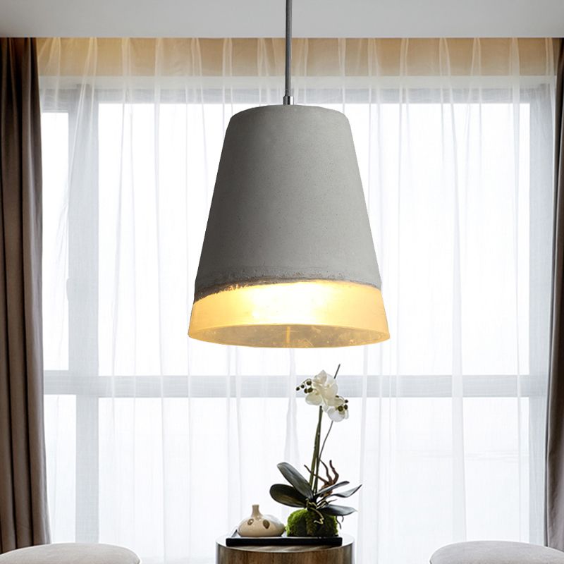Cement Empire Shade Pendant Lighting Dining Room 1 Light Modern Simple Hanging Lamp in Gray