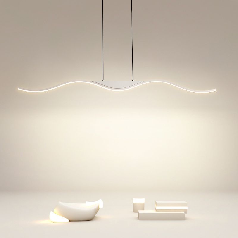 Single White Modernism Kitchen Island Lighting Unique Metallic Ceiling Light