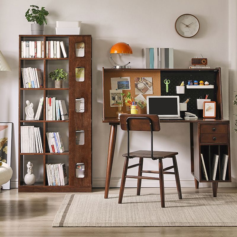 Mid Century Modern Brown Shelf Bookcase Open Storage for Home Office