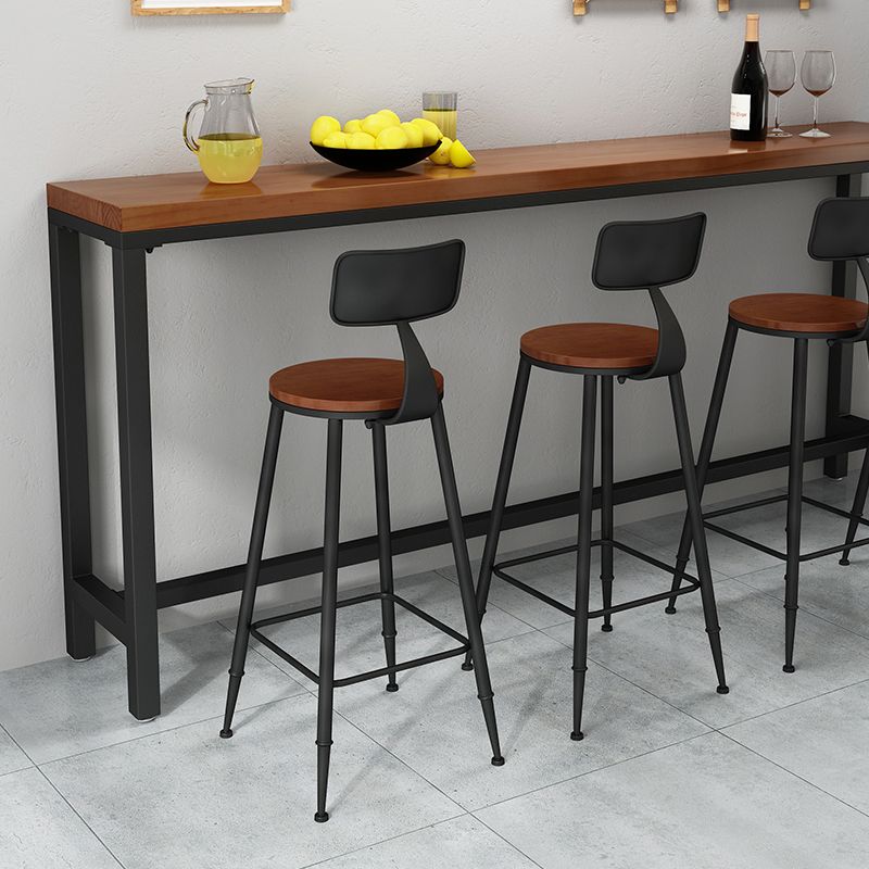 Industrial Style Bar Stool Wooden Counter Bar Stool with Metal Legs for Home