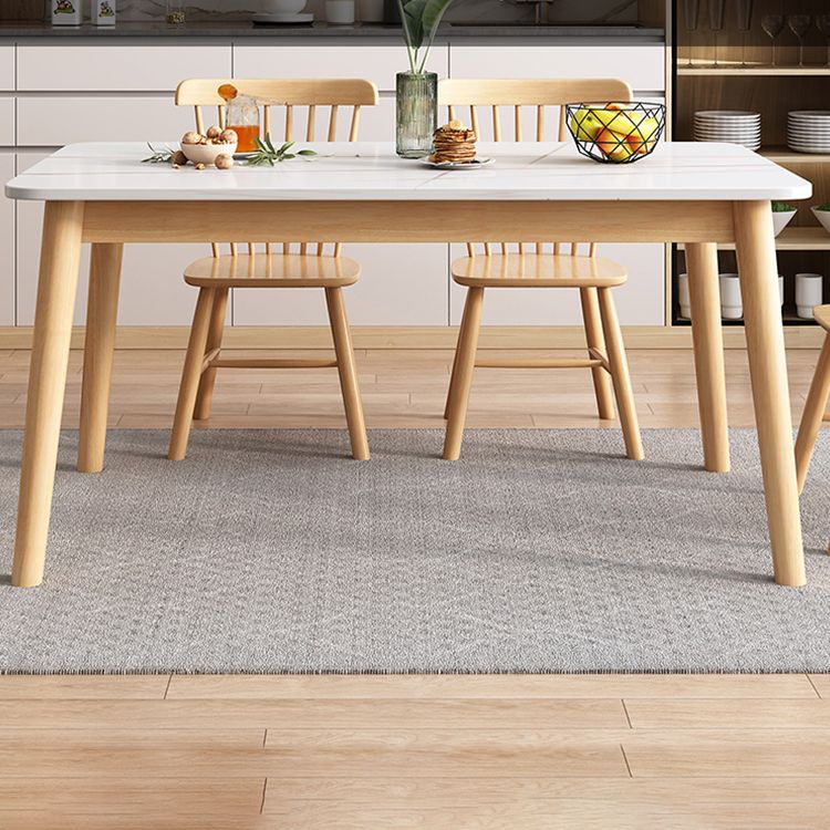 Modern Sintered Stone Dining Table Set for 4/6 Dining Set with Rectangle Table and Windsor Chairs