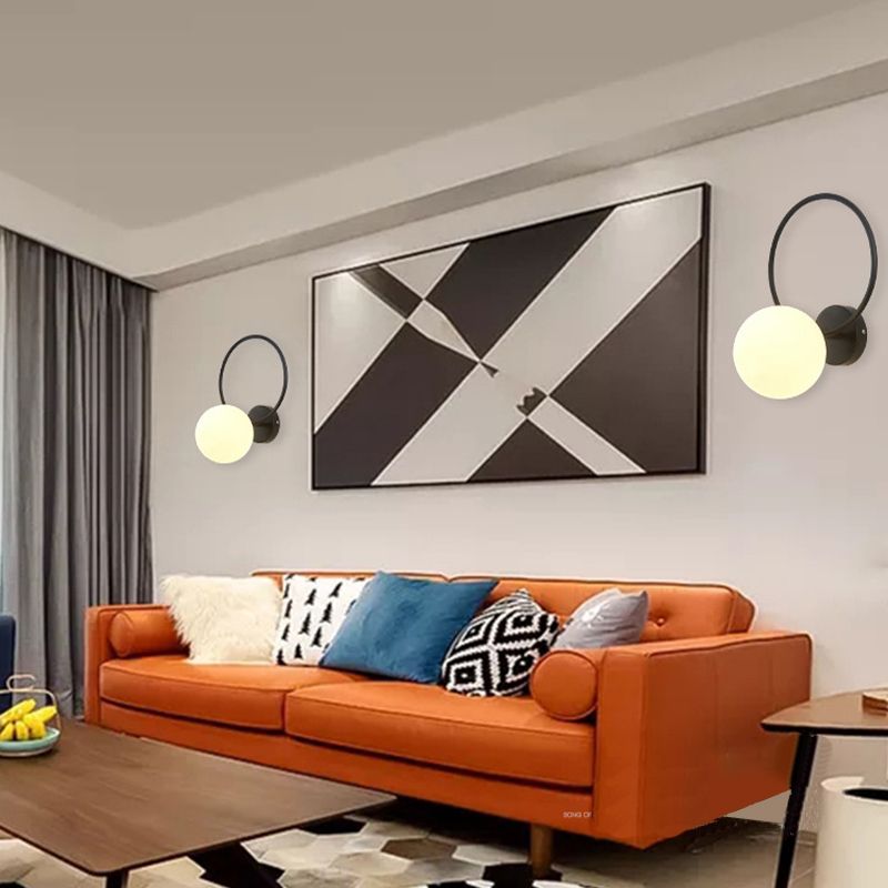 Hoop Shape Wall Sconce Modern Style Metal 6 Lights Wall Mount Lamp for Living Room