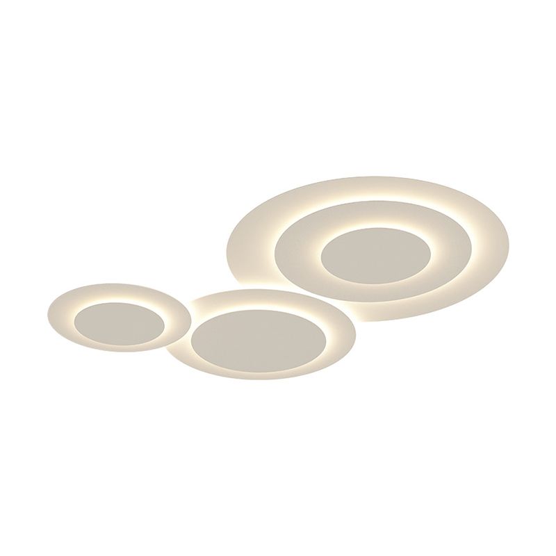 Plafonnier LED de forme circulaire acrylique moderne 3 lumières encastré pour chambre à coucher