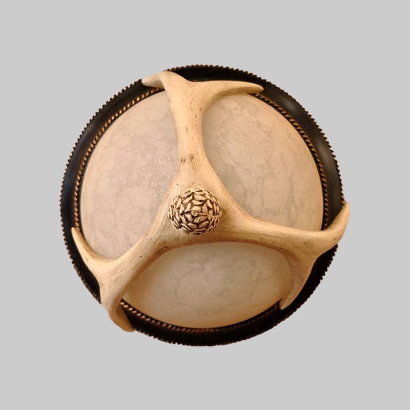 2 - Testa Semi - Ball Flush Monte Lighting Classic Legno Resina Soffitto Fissaggio con Antler Deco per Bedroom