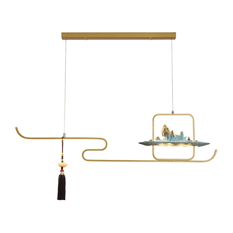 Ideas de iluminación de isla de metal lineal Ideas de té modernas iluminación de islas