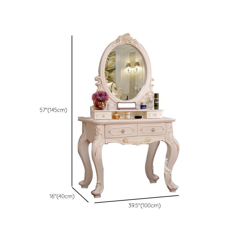 Victorian Bedroom With Drawer Mirror Solid Wood Makeup Vanity Set
