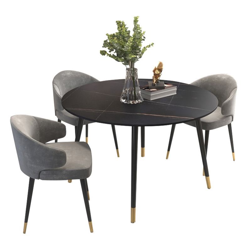 Metal and Slate Table Glam Style Home Living Room Round Dining Table